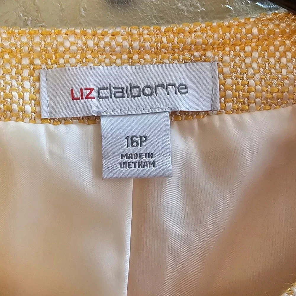 Liz Claiborne Petite Marigold Tweed Jacket Blazer SS Button Front Women 16P NWT - Picture 5 of 11